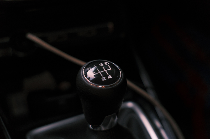 Close-up of a car's manual gearstick